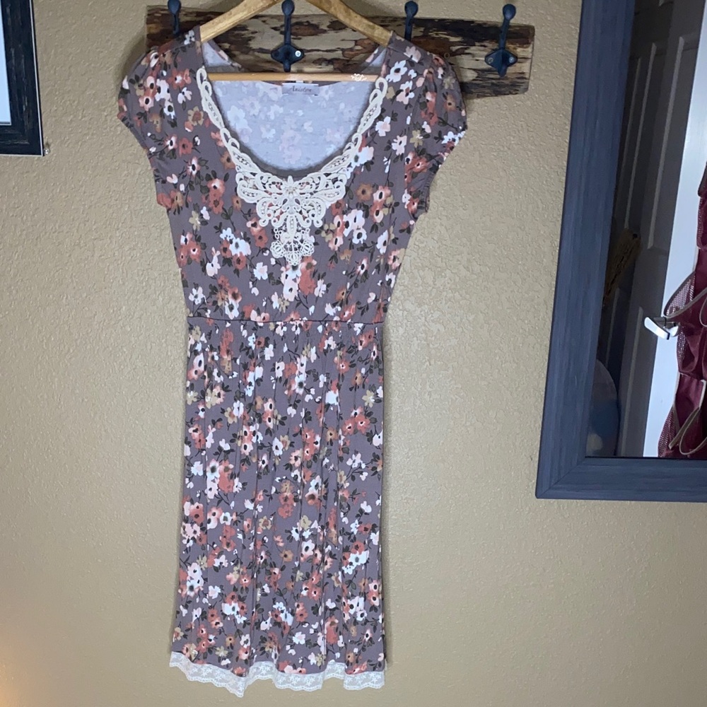 Floral Lace-Trimmed Dress
